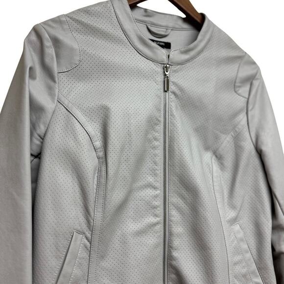 Alfani Women’s Light Gray Leather Jacket with Zipper Size M - Picture 5 of 7